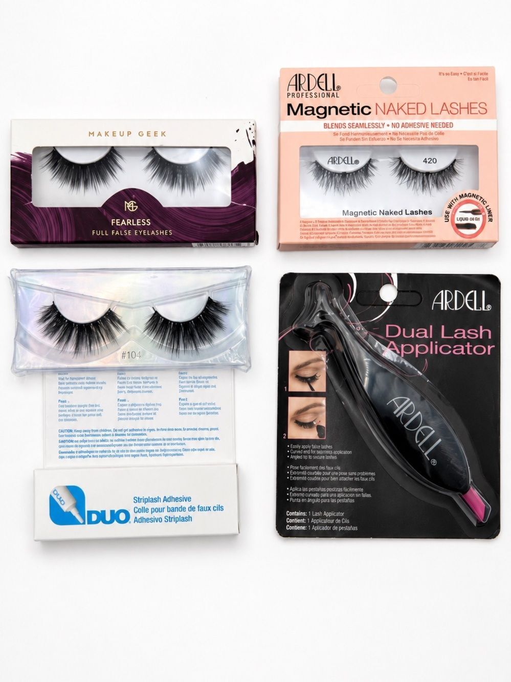 False Eyelash Bundle: Ardell Magnetic Lashes, Makeup Geek, DUO Glue & Applicator